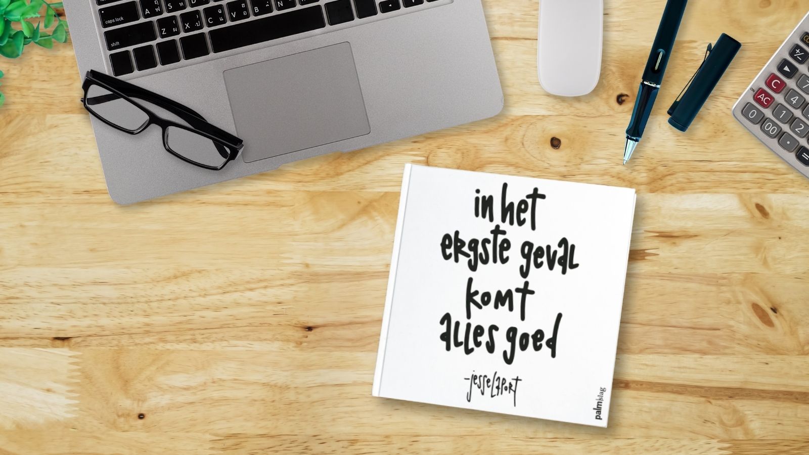 Banner voor dichtbundel 'In het ergste geval komt alles goed' van Jesse Laport